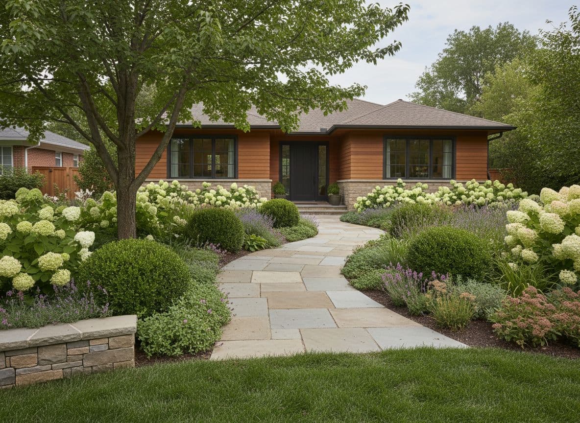 Plain front yard before AI design