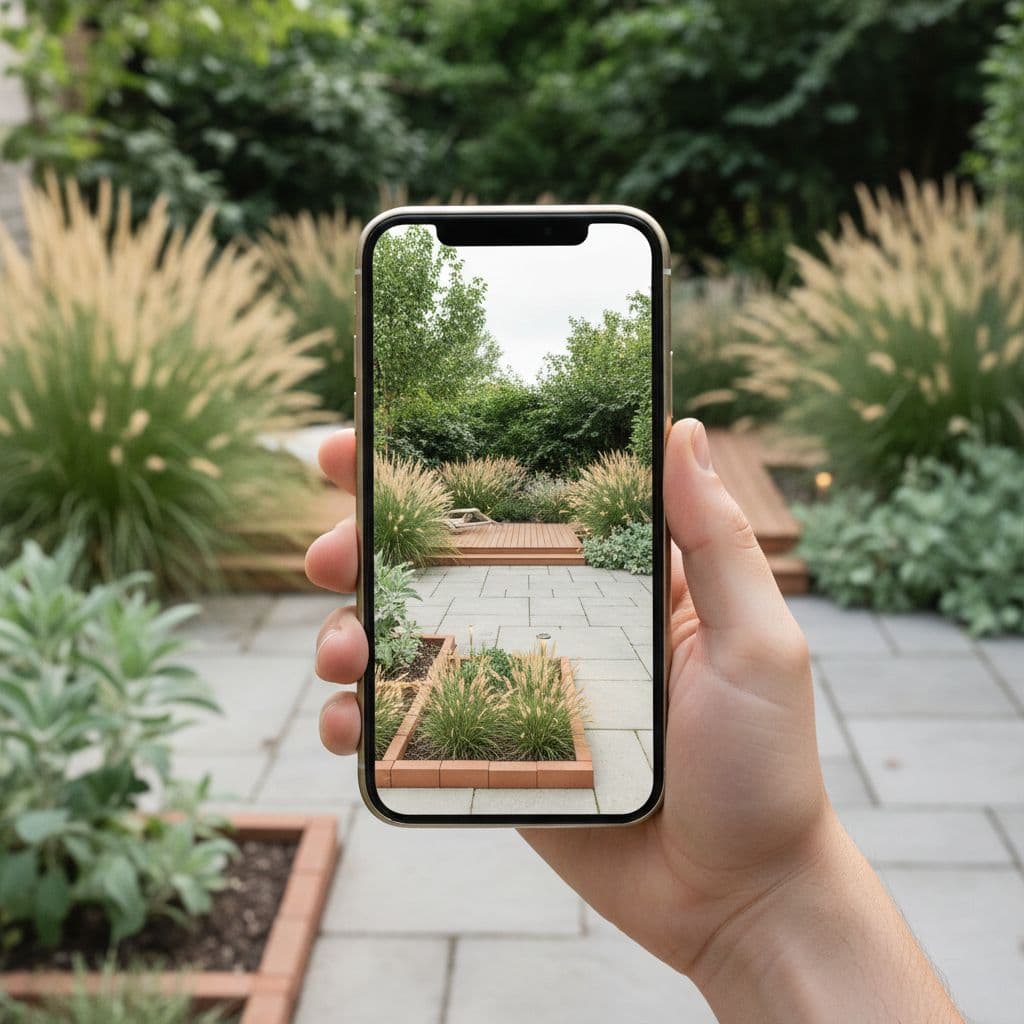 Person using FlorAI to redesign their backyard from a photo